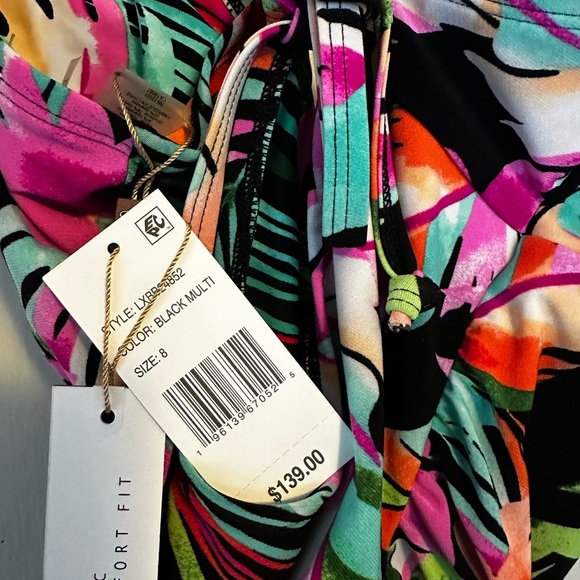 BEYOND CONTROL Tropical Ruffle One-Piece Swimsuit Size  8 Vibrant Floral Print - Picture 6 of 6